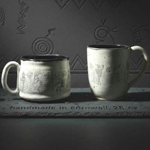 huge handmade mug dancing 28 oz tea mug beer mug Stoneware tribal design food safe lead free Glaze made to order made in UK image 1