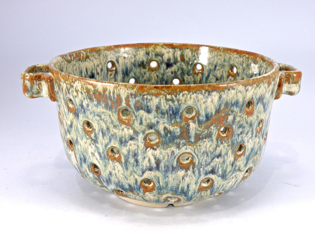 Large and Extra Large Colander Berry Bowl Stoneware Colander Bowl With
