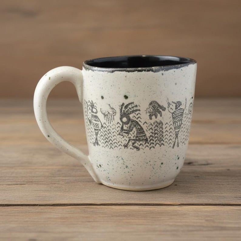 huge handmade mug dancing 28 oz tea mug beer mug Stoneware tribal design food safe lead free Glaze made to order made in UK image 8