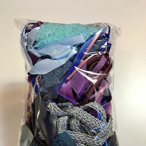 Vintage Trim and Lace Grab Bags, Blue and Purple, Trim and Lace, Vintage Embellishment Pack, Crafting Supplies, Junk Journals Sewing