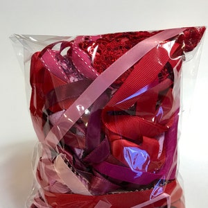 Vintage Trim and Lace Grab Bags, Red and Pink, Trim and Lace, Vintage Embellishment Pack, Crafting Supplies, Junk Journals Sewing