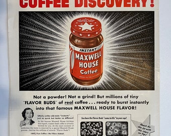 Vintage 1953's Maxwell House Instant Coffee Magazine Ad- Original Print