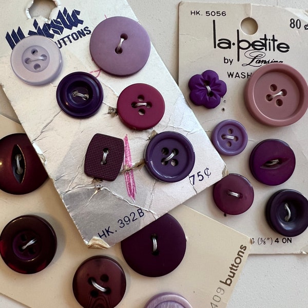 Vintage Assorted Button Card - Color Antique Button Card - Purple Buttons