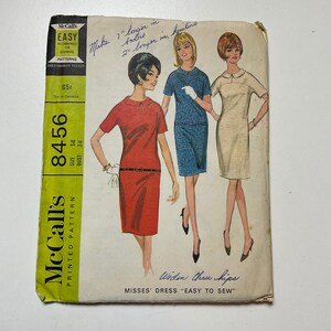 Vintage McCall&#39;s Sewing Pattern No. 8456 Size 14 Busy 34 Women’s dress Sewing Pattern