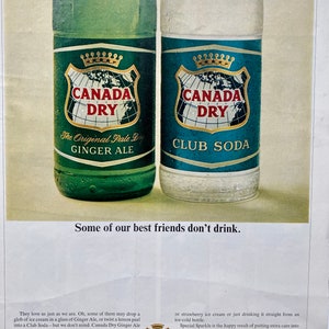 Vintage 1964 Canada Dry Ginger Ale Club Soda Magazine Ad - Original Print