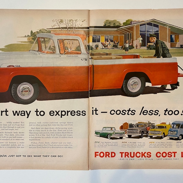 Vintage 1957's Ford Truck Magazine Ad- Smart Way to Express It- Original Print