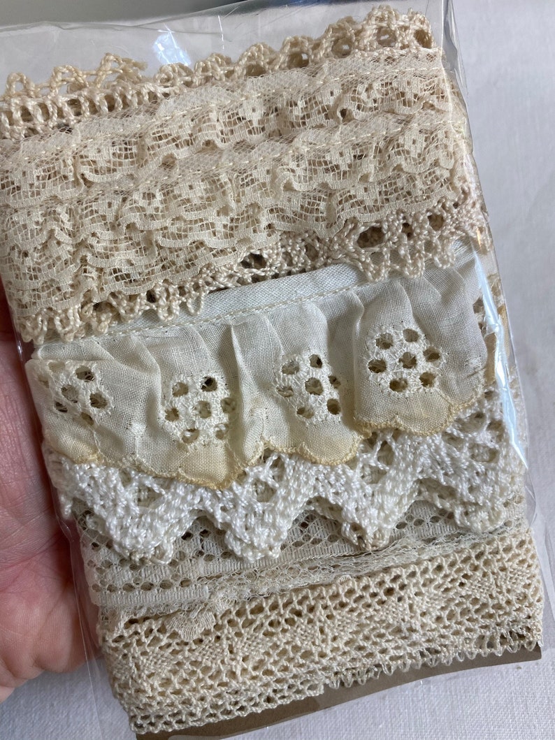 Vintage Lace Trim Scrap Bundle Lace Remnants Cream Laces Etsy
