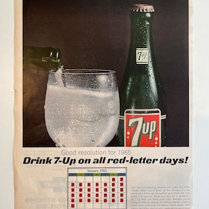 Vintage 1965 Good Resolution for 1965 Red-Letter Days 7-Up Magazine Ad Life Magazine - Original Print-