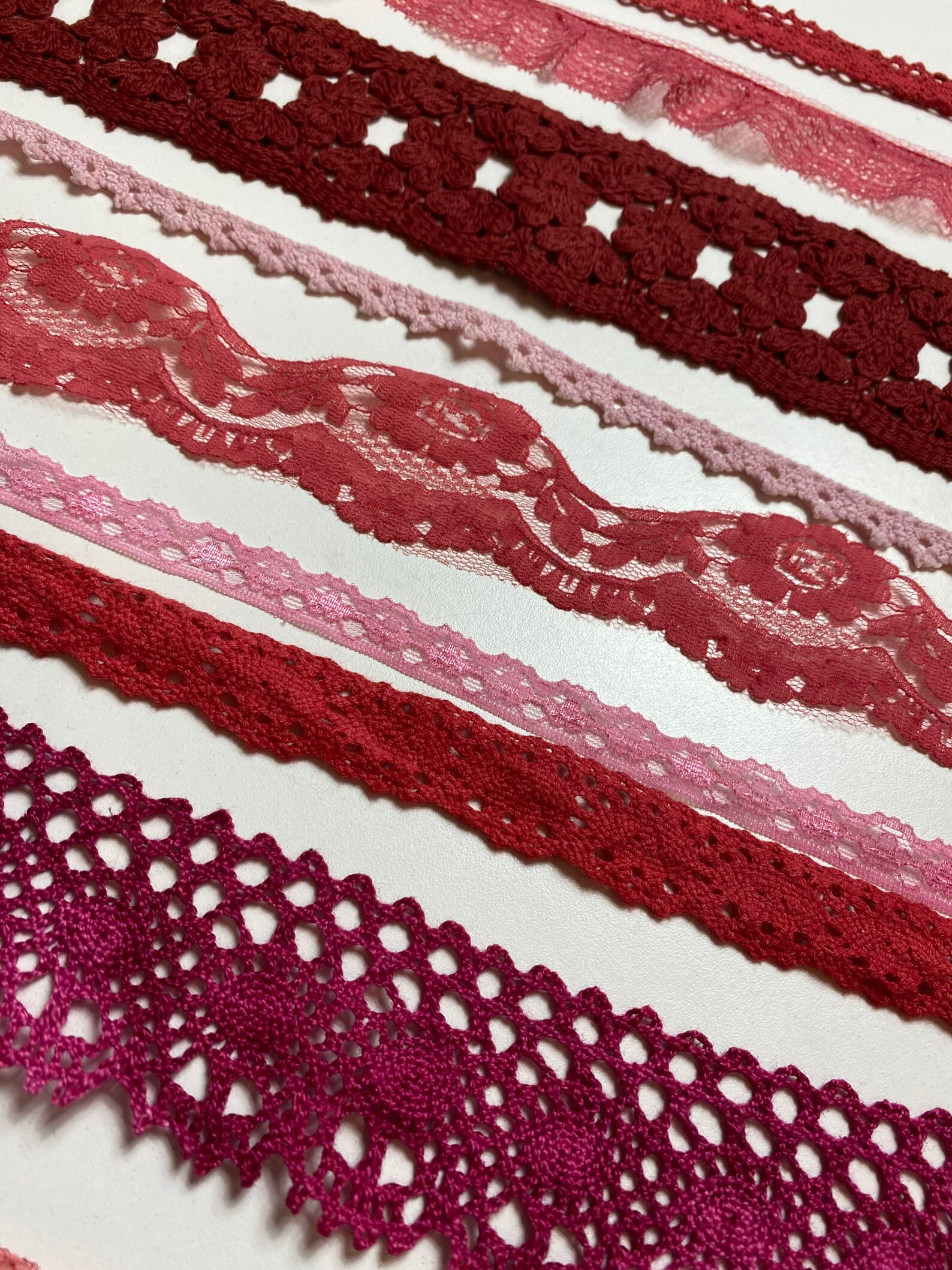 Vintage Lace Trim Scrap Bundle Lace Remnants Red Laces Etsy