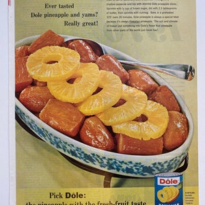 Vintage 1965 Dole Hawaiian Pineapple with Yams Recipe Fruit Magazine Ad - Original Print-