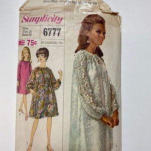 Vintage Simplicity Sewing Pattern No. 6777 Size 14 Bust 34 Women&#39;s/Misses One-Piece Dress and Slip Sewing Pattern