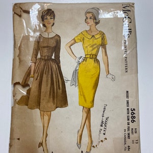 Vintage McCall&#39;s Sewing Pattern No. 5686 Size 12 bust 32 Misses Dress Sewing Pattern