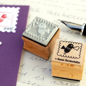 Stempel Vogel mit Herz 20 x 20mm