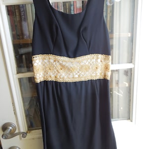 Beautiful black with gold beaded empire waist Mini  sleeveless dress
