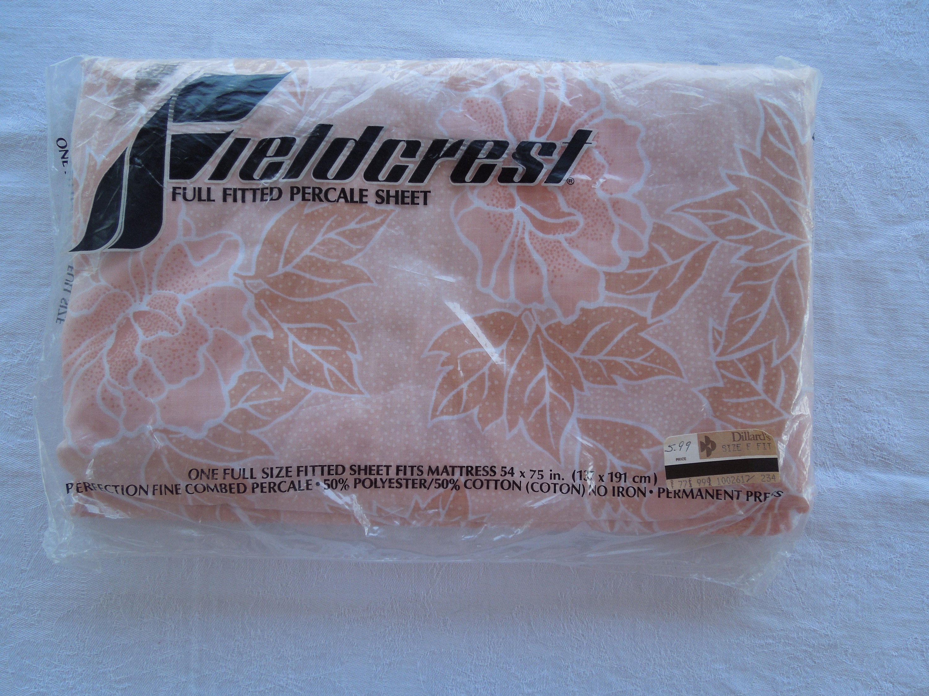 Full Fitted Percale Sheet Fieldcrest 54 X 75 In. Vintage Made Etsy UK