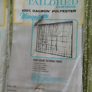 Curtains 100% Dacron polyester NOS in package white sheers 82&quot; x 54&quot; Made in USA ONE panel in package