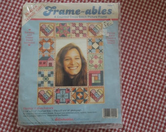 Counted Cross Stitch Picture Frame Vintage Made in USA