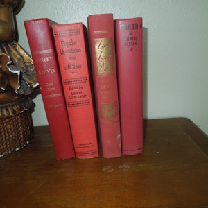 Vintage red books for instant library or decor Four books in this bundle Real books Real vintage