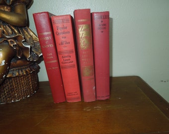 Vintage red books for instant library or decor Four books in this bundle Real books Real vintage