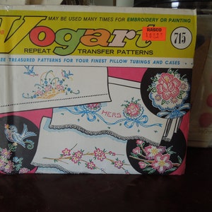 Vogart Repeat transfer patterns Vintage patterns for pillowcases etc. Made in USA