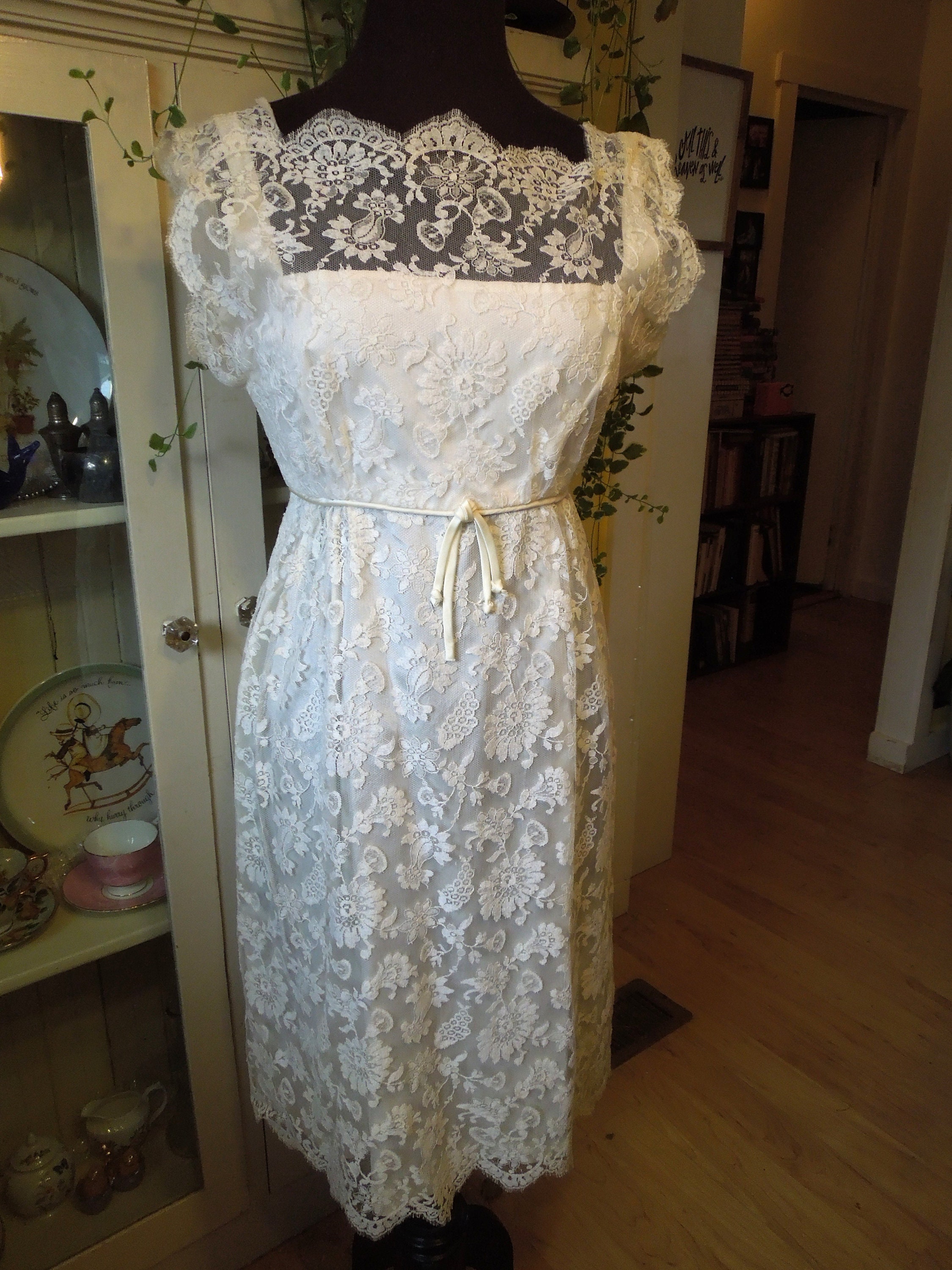 最前線の Vintage White Etsy - 1960's USA in Made Dress Lace Short シャツ/ブラウス(長袖/七分)