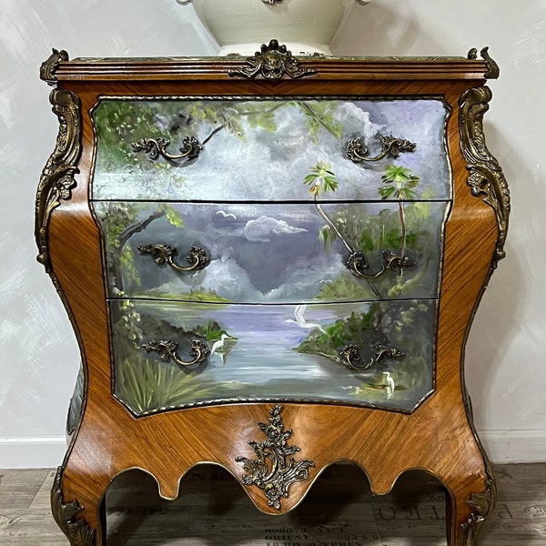 Louis IV Style Vintage Artist Painted Commode | Sold Do Not Purchase Example of My Furniture Artistry | Contact Shop for a Custom Design