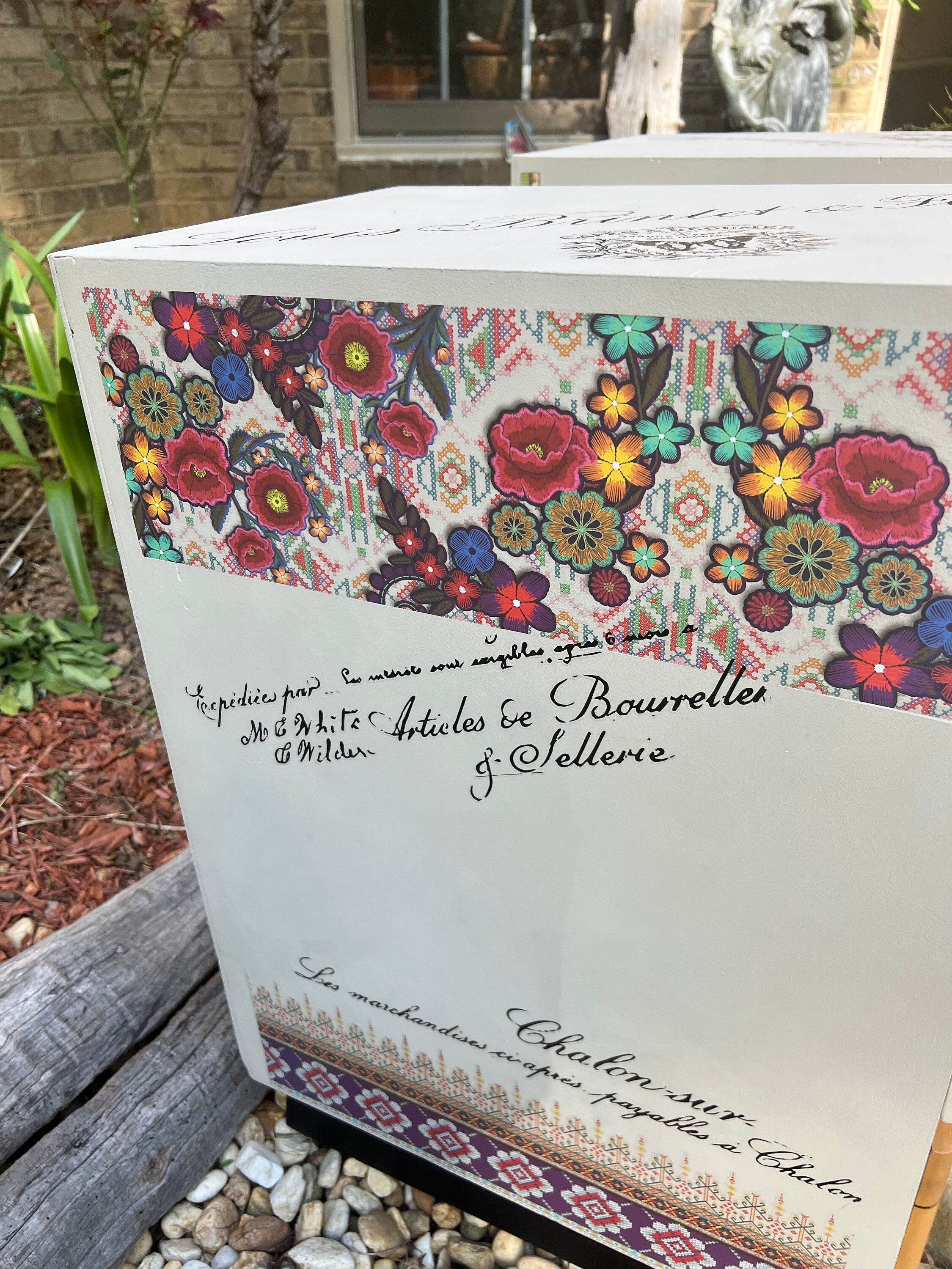 Novelty Vintage Suitcase Themed Sidetables Whimsical Colorful French