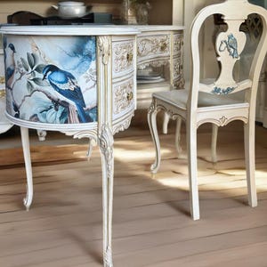 Vintage Painted Kidney Shaped Vanity Desk | Vintage French Provincial Vanity | Vintage Writing Desk | Gift for Her
