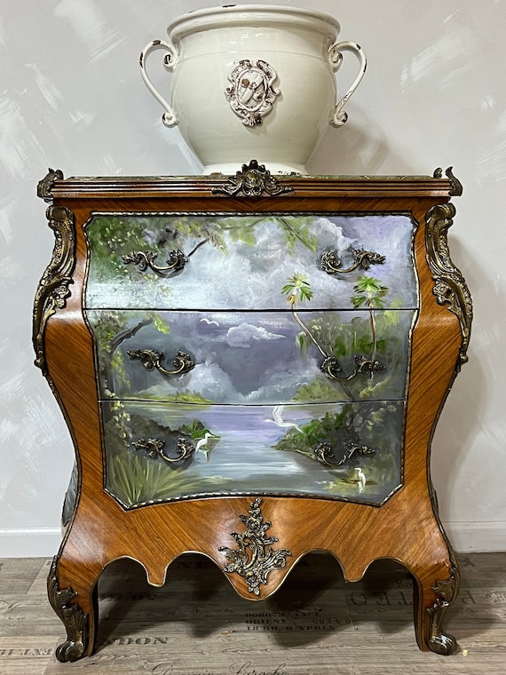Louis IV Style Vintage Artist Painted Commode | Sold Do Not Purchase Example of My Furniture Artistry | Contact Shop for a Custom Design