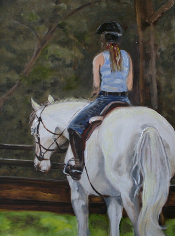 White Lady Rider With Horse