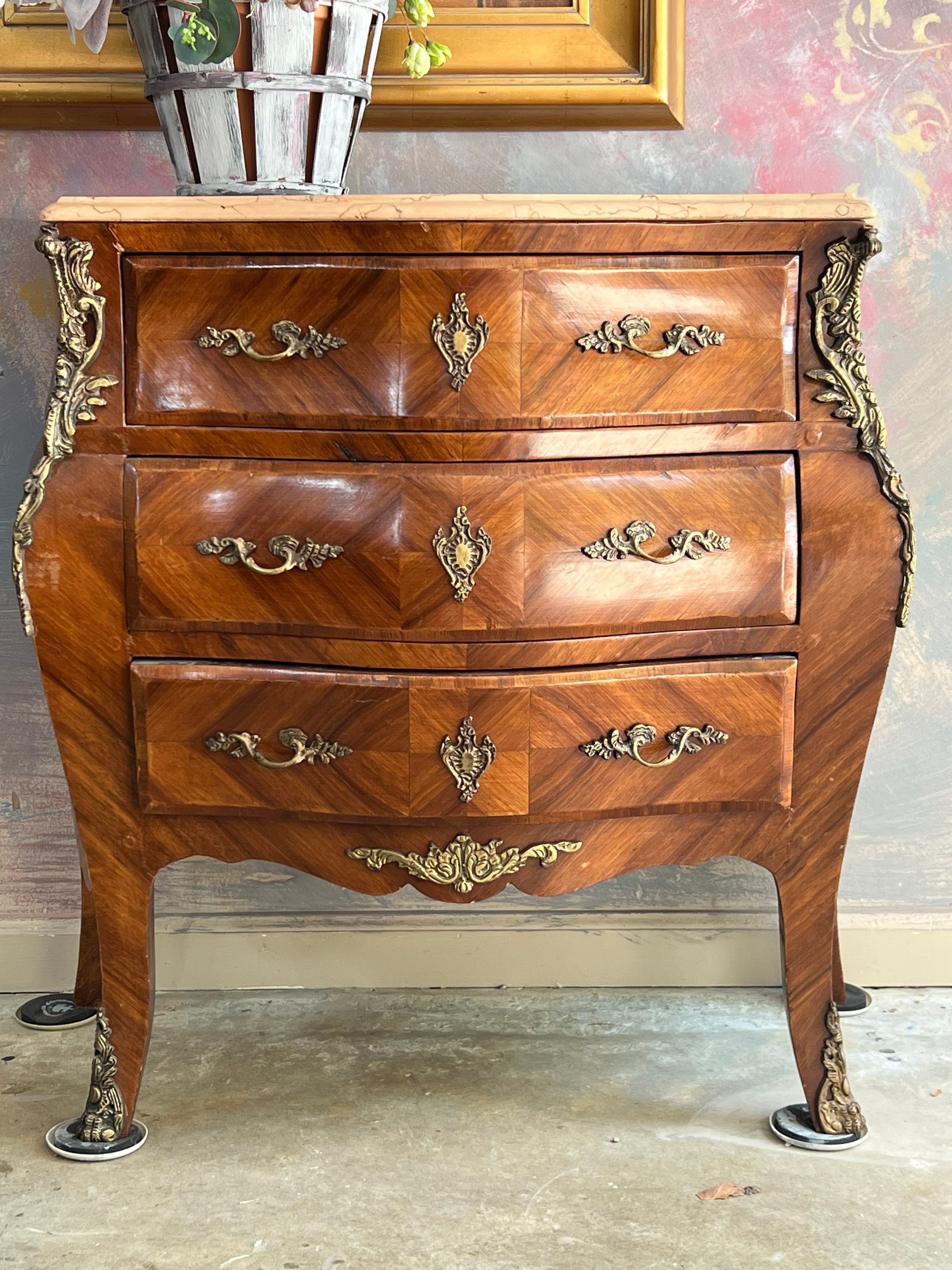 Antique French Louis XVI Marble Top Mahogany Chest – The