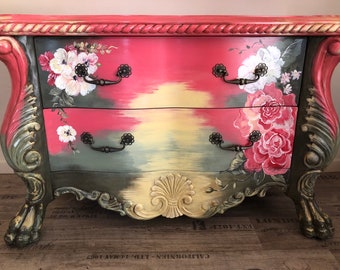 Hand Painted Furniture Pieces | Artisan Original One of a Kind Custom Design Furniture | Bombe Chest