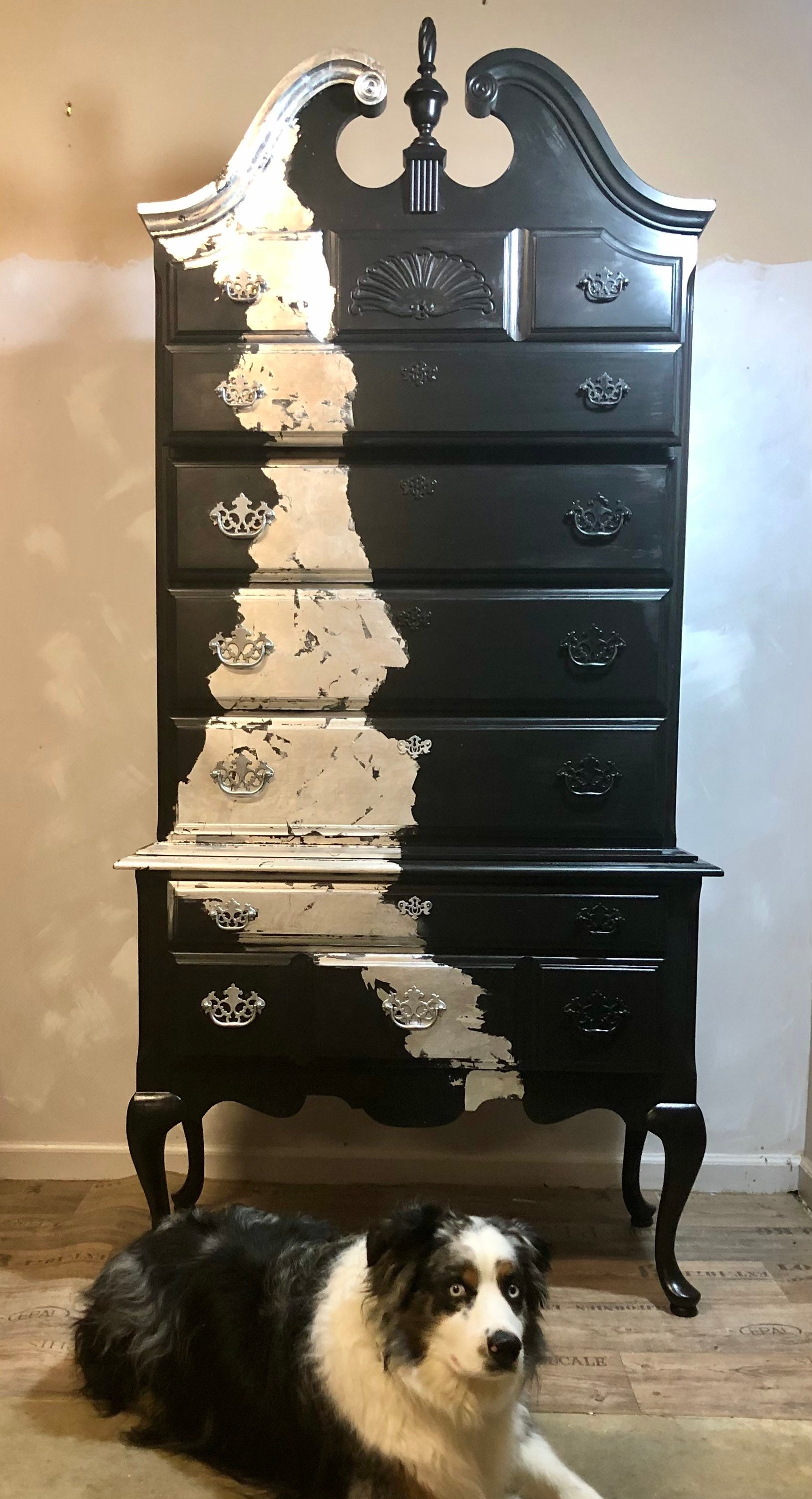 black highboy dresser Hampton Tall Boy - Hand Rubbed Black