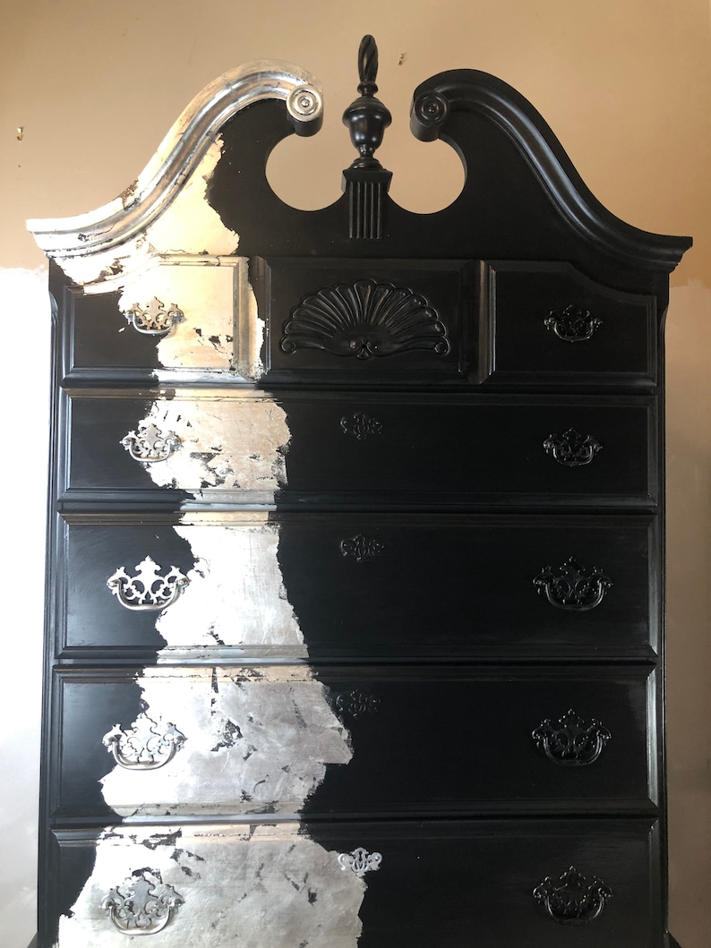 Sold Metallic Painted Furniture Silver Gold Leafing Etsy