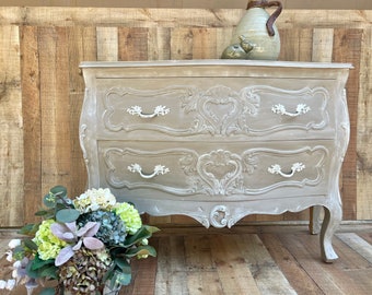 Bombe Dresser Whitewashed and Distressed  | Sold Contact Shop Owner for a Cusom Order | Farmhouse  French Country Cottage