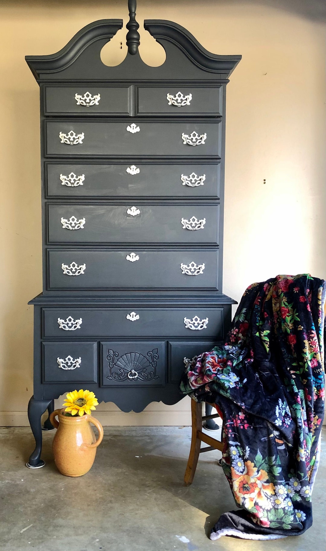 black highboy dresser Tall With 8 Drawers Bedroom Storage Solution drawer storage solution that blends minimalist style with expansive organization Marcel Moroccan 6 Drawer Highboy