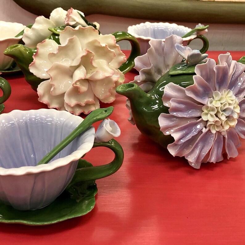 Teapots Fine Porcelain Tea Cups Flower Lovers Teapots Etsy