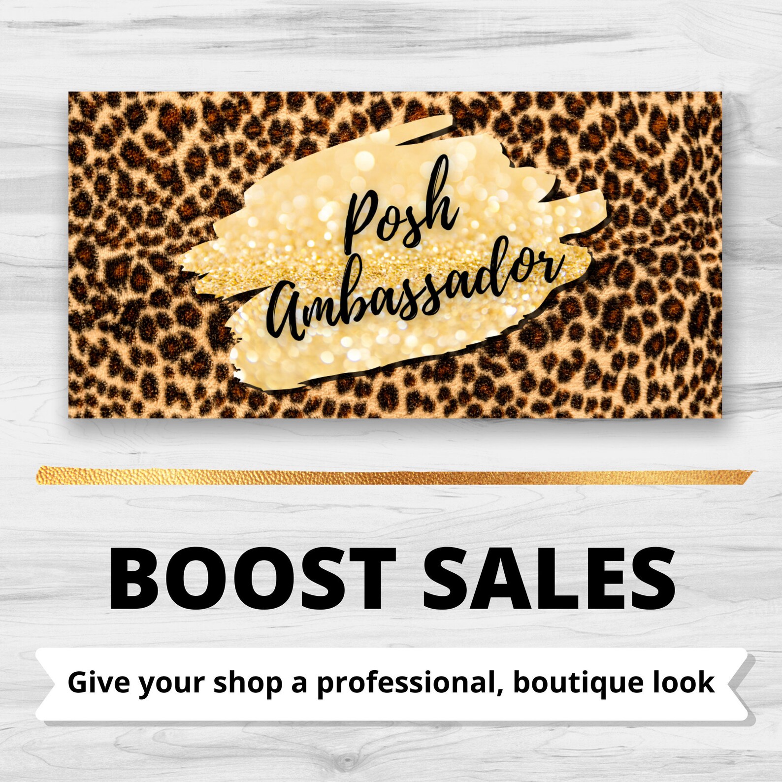 Poshmark Closet Banner Cheetah Background With Gold Glitter Etsy