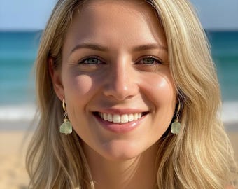 Green Fluorite Gemstone 14kt Gold Dangle Earrings, Elegant, Gift, Bridesmaid, May