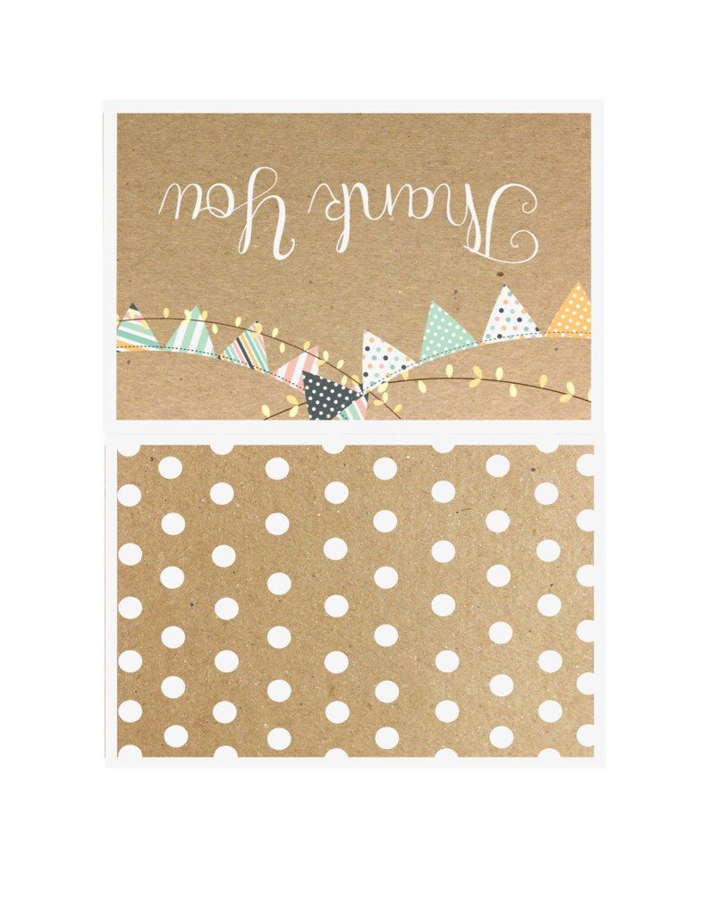 Kraft Paper Gold Instant Download Foldable Thank You Card Mint PRINTABLE Banner /& Lights