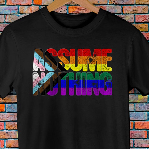 Assume Nothing LGBTQ Progress Pride Flag Premium Unisex T-Shirt Assume Nothing LGBTQ Progress Pride Flag Premium Unisex T-Shirt