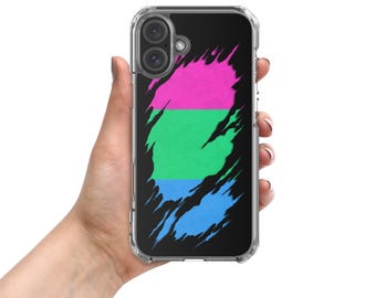 Polysexual Pride Flag Ripped Reveal Clear Case for iPhone®