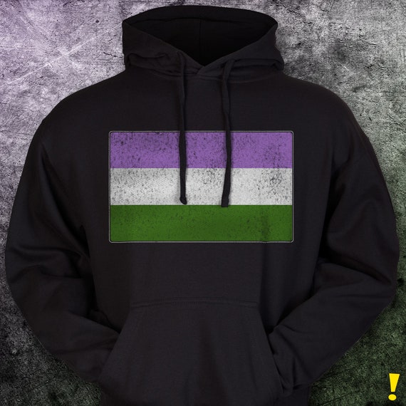 Distressed Genderqueer Pride Flag Premium Hoodie Distressed Genderqueer Pride Flag Premium Hoodie