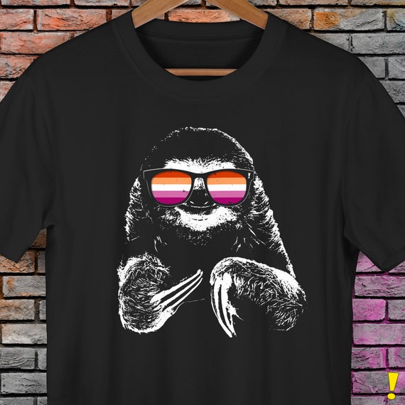 Pride Sloth Lesbian Flag Sunglasses Premium Unisex T-Shirt Pride Sloth Lesbian Flag Sunglasses Premium Unisex T-Shirt