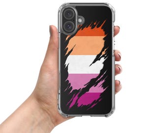 Lesbian Pride Flag Ripped Reveal Clear Case for iPhone®