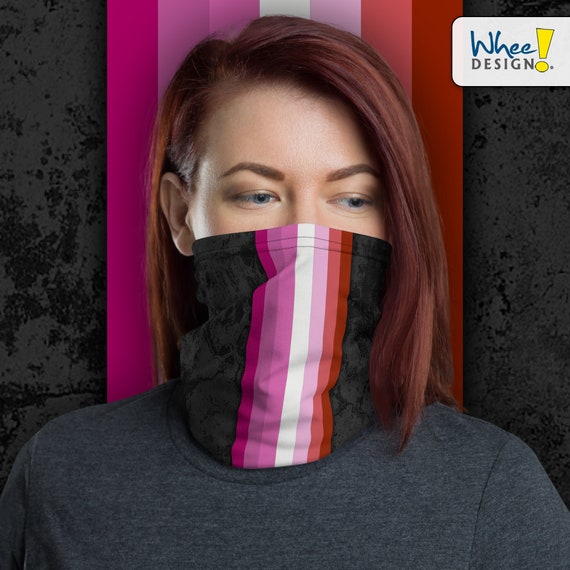 Pink Lesbian Pride Flag Stripe Neck Gaiter/Face Mask Pink Lesbian Pride Flag Stripe Neck Gaiter/Face Mask