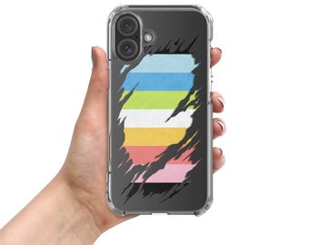 Queer Pride Flag Ripped Reveal Clear Case for iPhone®