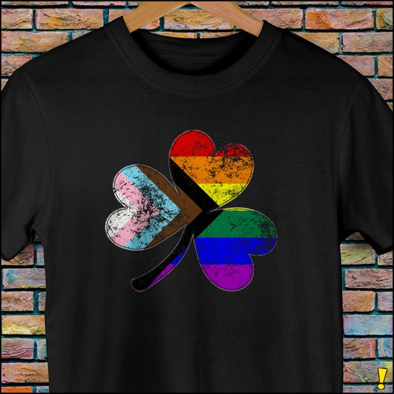 LGBTQ Progress Pride Shamrock Unisex T-Shirt LGBTQ Progress Pride Shamrock Unisex T-Shirt