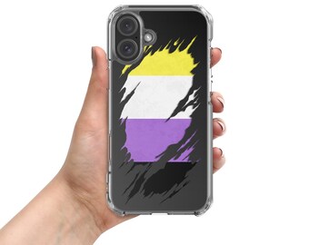 Nonbinary Pride Flag Ripped Reveal Clear Case for iPhone®