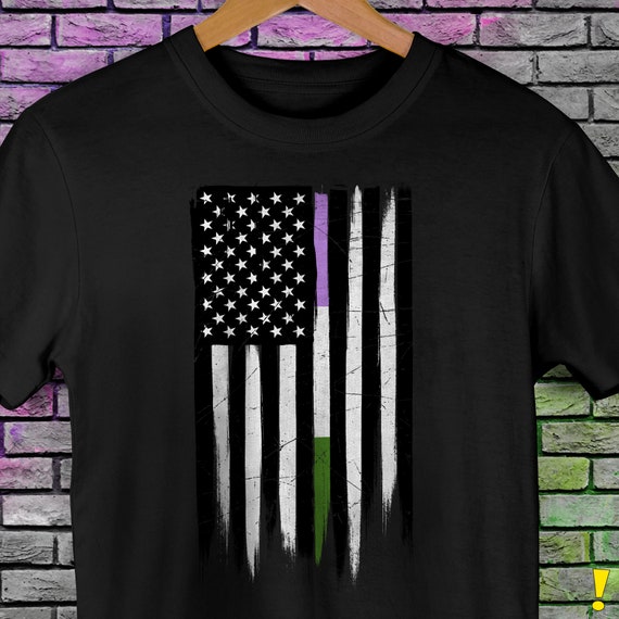 Genderqueer Thin Line American Flag Premium Unisex T-Shirt Genderqueer Thin Line American Flag Premium Unisex T-Shirt